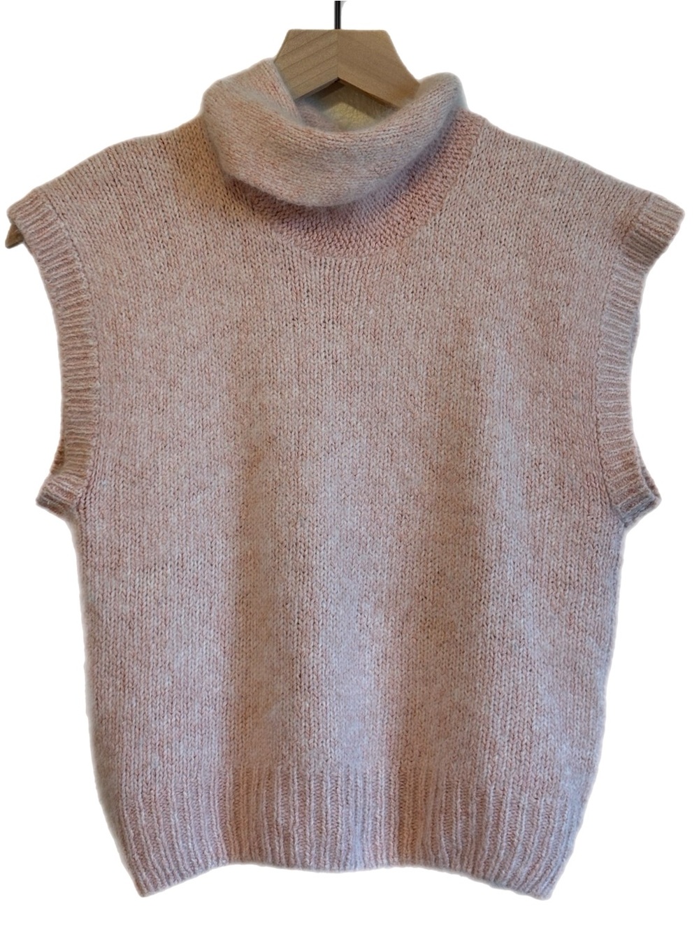 Silk Angora Sleeveless Turtleneck Marbled Knit Vest Cotton Candy Pink L Coquette